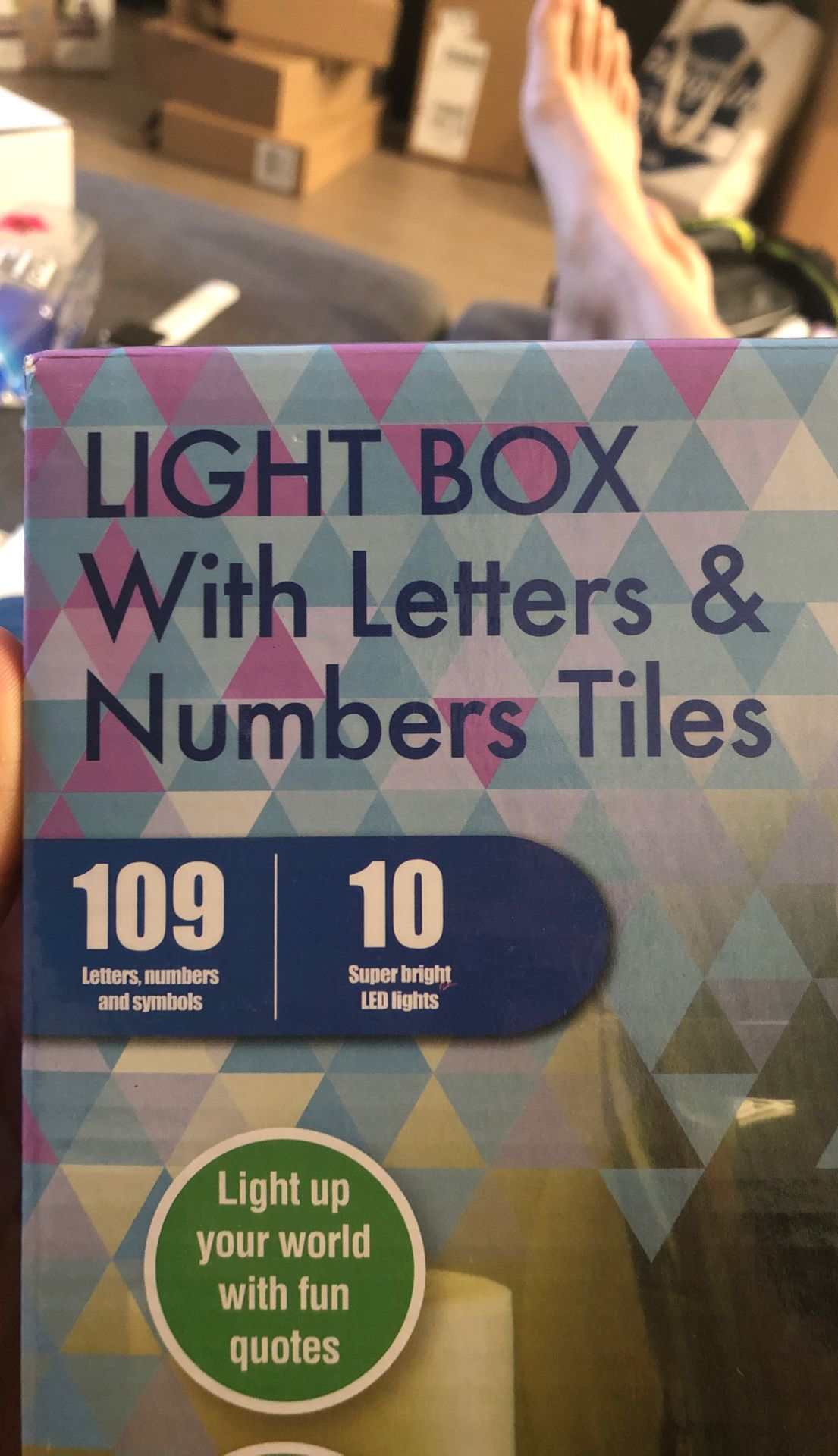 Brand new light box with letters and number tiles