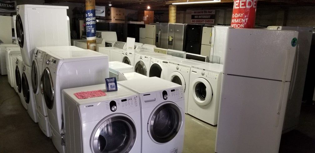 Blow Out Sale Warehouse Full Of Nice Like Brand New Washer Dryer Fridge Stove Oven Stackable Free Warranty Free Financing Available 90day TO Pay
