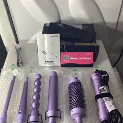 Wavytalk 5-in-1 Professional Hair Curler & Thermal Brush Set - Purple