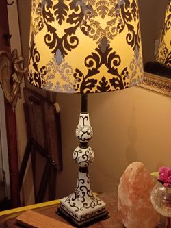 Decorative Table Lamp with Damask Shade