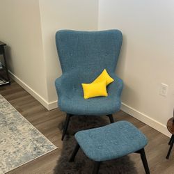 Upholstered Accent Chair w/ Ottoman 