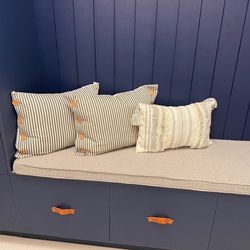 Set Of 3 Med/Large Sized Throw Decorative Pillows, Grey, Blue, Whites - Weston 33326