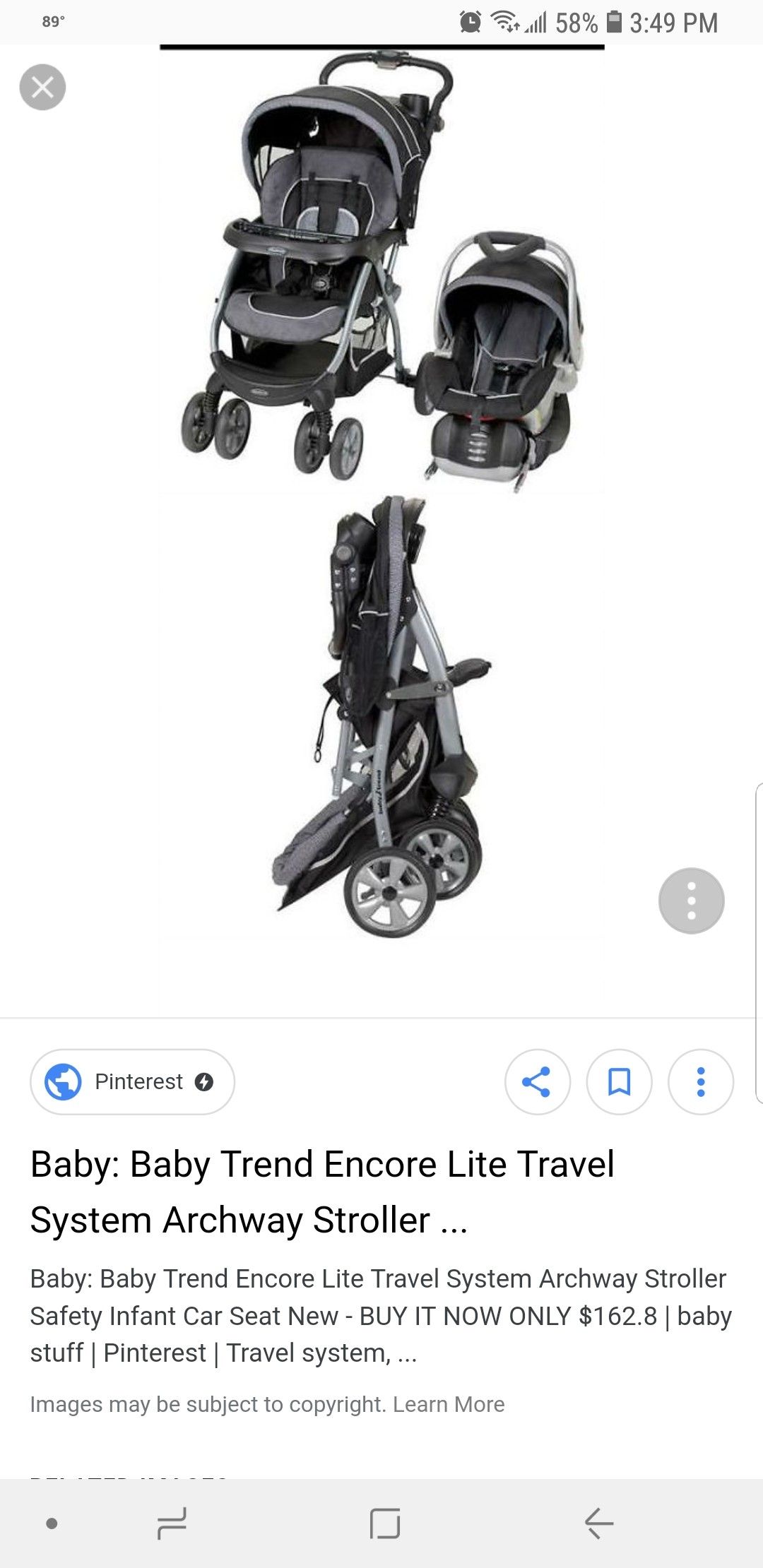 Infant car seat with base & stroller