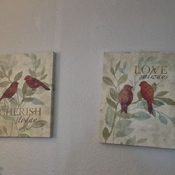 Canvas wall art printed red birds 12 x 12 Print