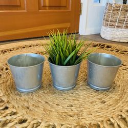 4” Galvanized Plant Pots x 3