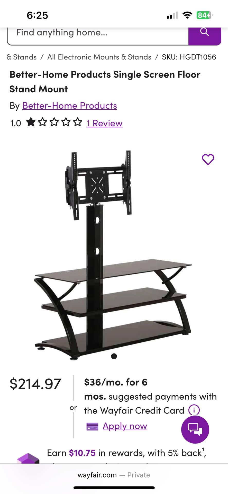 3 Tier Entertainment Center With TV