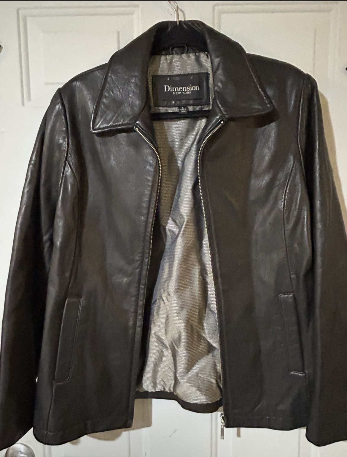Dimension New York Ladies Black Leather Jacket