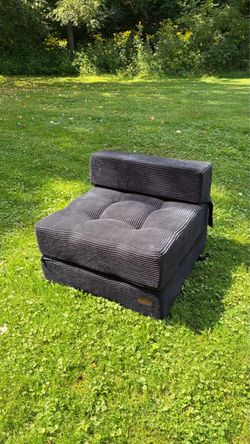 Black Corduroy Fold-Out Floor Chair