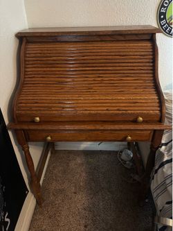 Vintage Oak Roll up Secretary desk