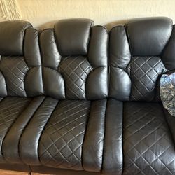 Black Leather Recliner Sofa