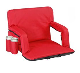 25-in Extra Wide Stadium Seat Chair 6 Reclining Positions Padded Backrest Foldable for Bleacher Red