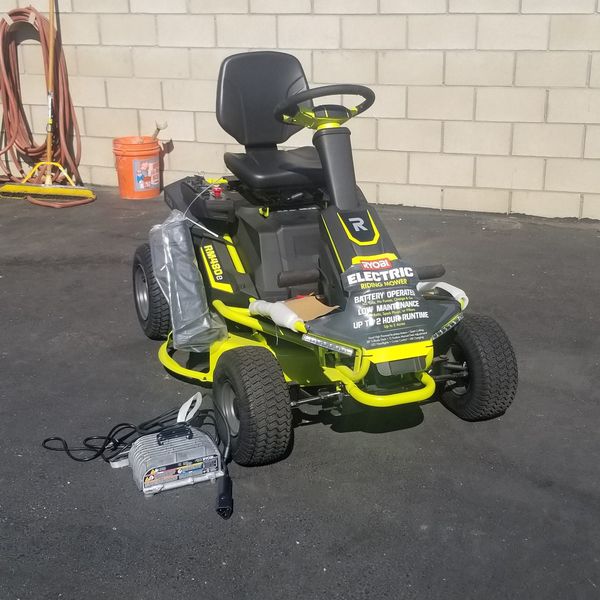 RYOBI 38 in. Battery Electric Rear Engine Riding Lawn Mower for Sale in