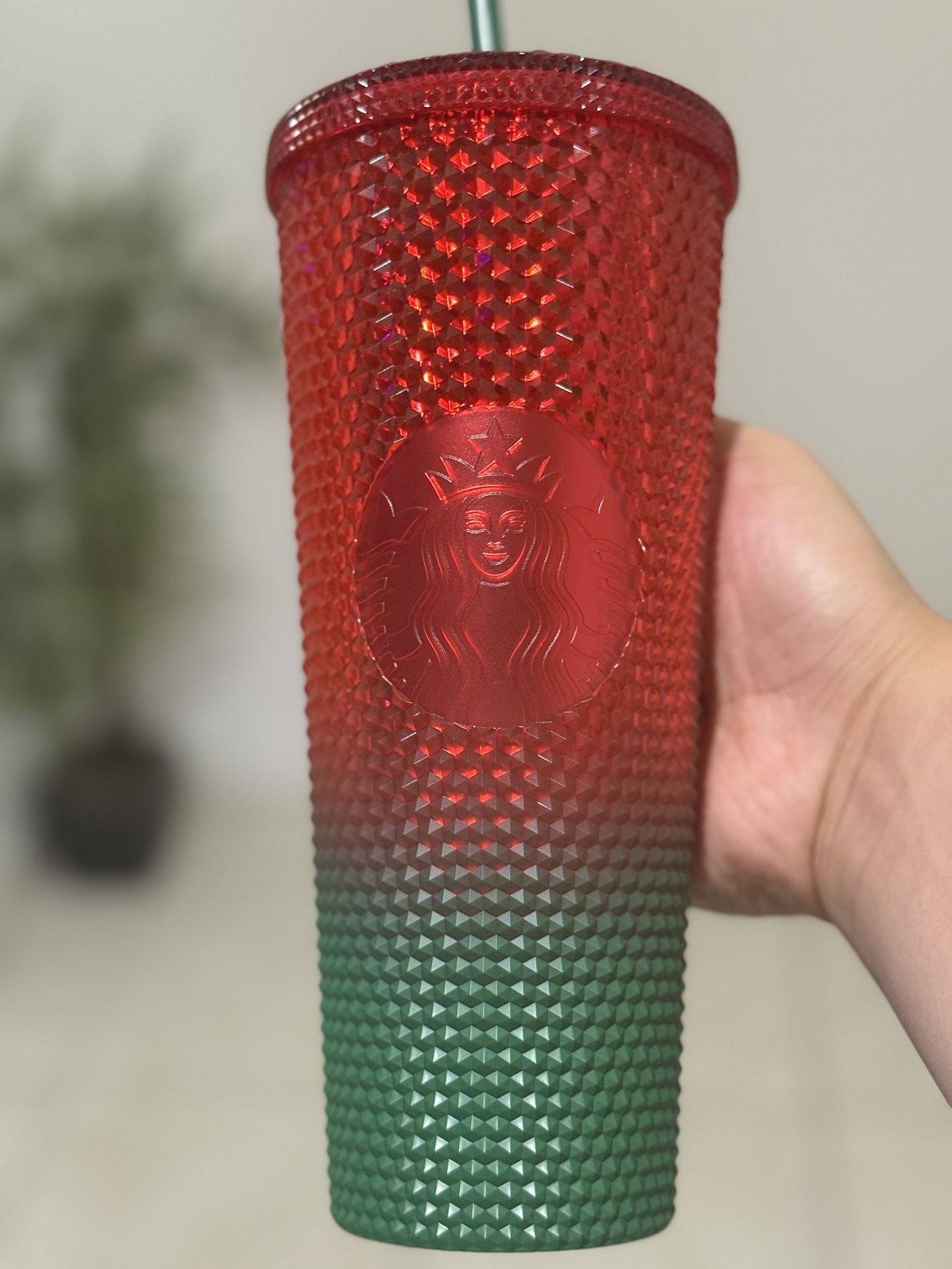 Disney Starbucks Red & Green Ombré Studded Venti Cup
