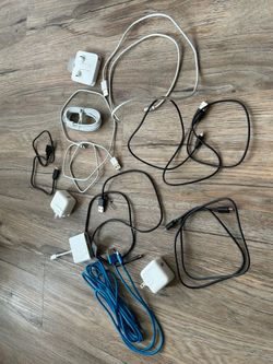 Assorted charging cables and adapters