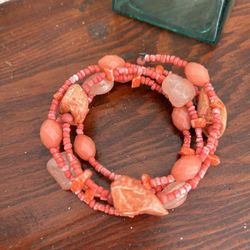 Coral Bracelet Beaded with Stones