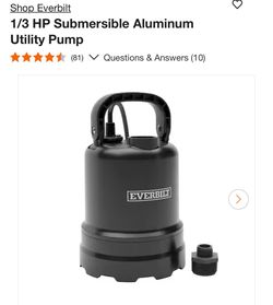 Everbilt 1/3 HP Submersible Utility Pump