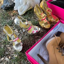 Size 6 Gold And Silver Heels 