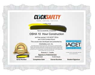 Certificate 10hr & 30hr