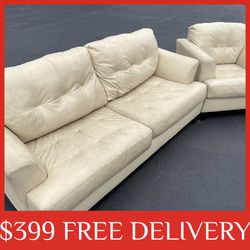 Leather cream COUCH SET sectional couch sofa recliner (FREE CURBSIDE DELIVERY INCLUDED)