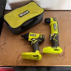 ryobi power tools right angle drill and impact driver 