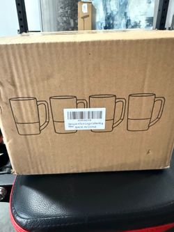 NEW: Gencywe Large Ceramic Coffee Mug Set of 4, 16 oz Tea Cups with Handle, Porcelain Mug