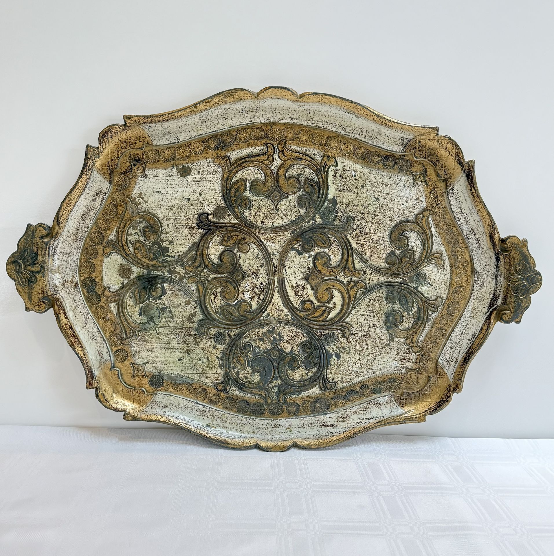 Mid Century Italian Florentine Gilded Tray Large