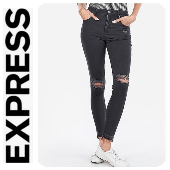 Express Super Soft Ankle Jean Legging In gray/Black