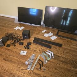 $500- take all-2 LCD TV's w/wall brackets, 2 VIZIO SOUNDBAR system