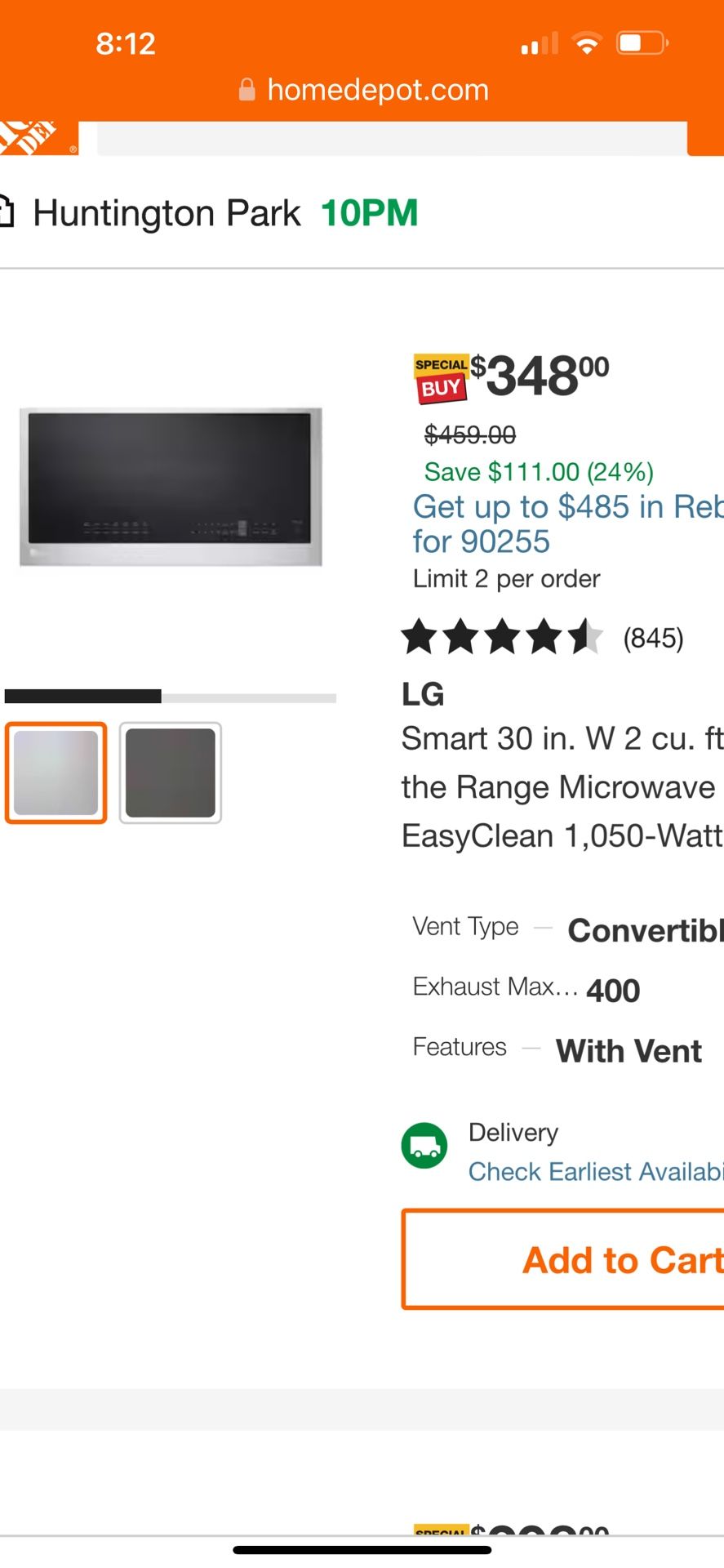 LG Over The Range Microwave