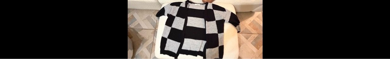 Black and White Checkered Knit Sweater