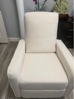 Brand new cream color of Manual Upholstered Swivel Reclining Glider with Side Pocket