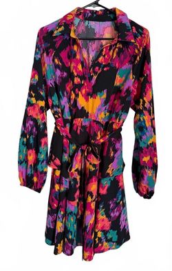Colorful Retro Mini Dress Large Multicolor Indie Coquette Girl Tier Layer Flare