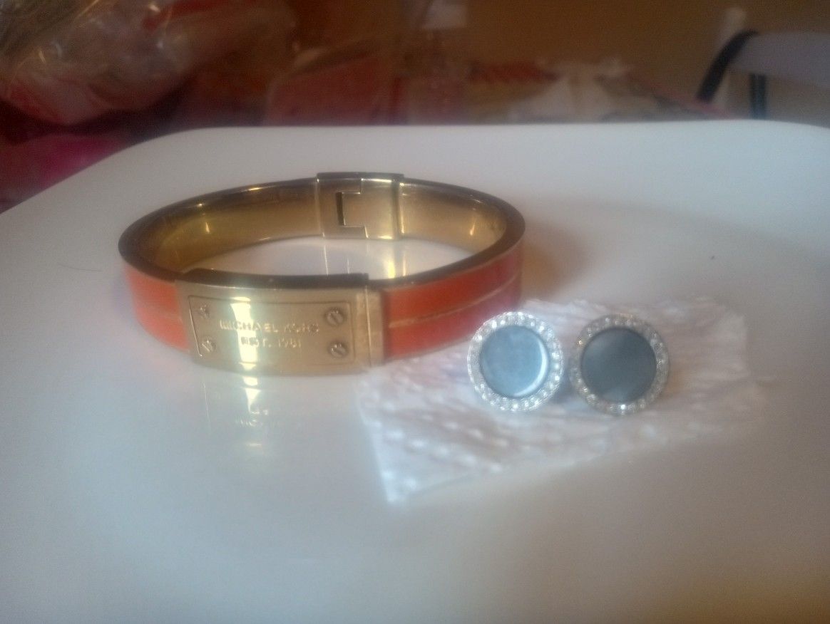 Michael Kors Stud Earrings And Bangle Bracelet