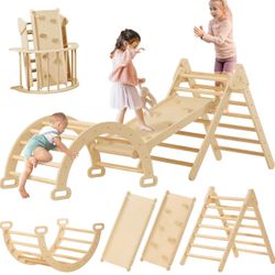 Tiny Land Pikler Triangle Set, 7-in-1 Foldable Pikler Triangle Climbing Toys Set