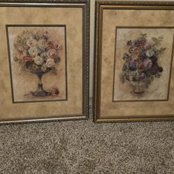 Pair Of Floral Wall Paintings 