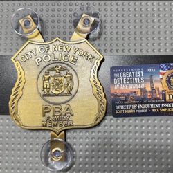 Heavy Brass NYC PBA Window Shield & 2025 DETECTIVE PBA CARD