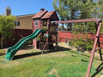 Wooden Backyard Playset with Slide and Swings