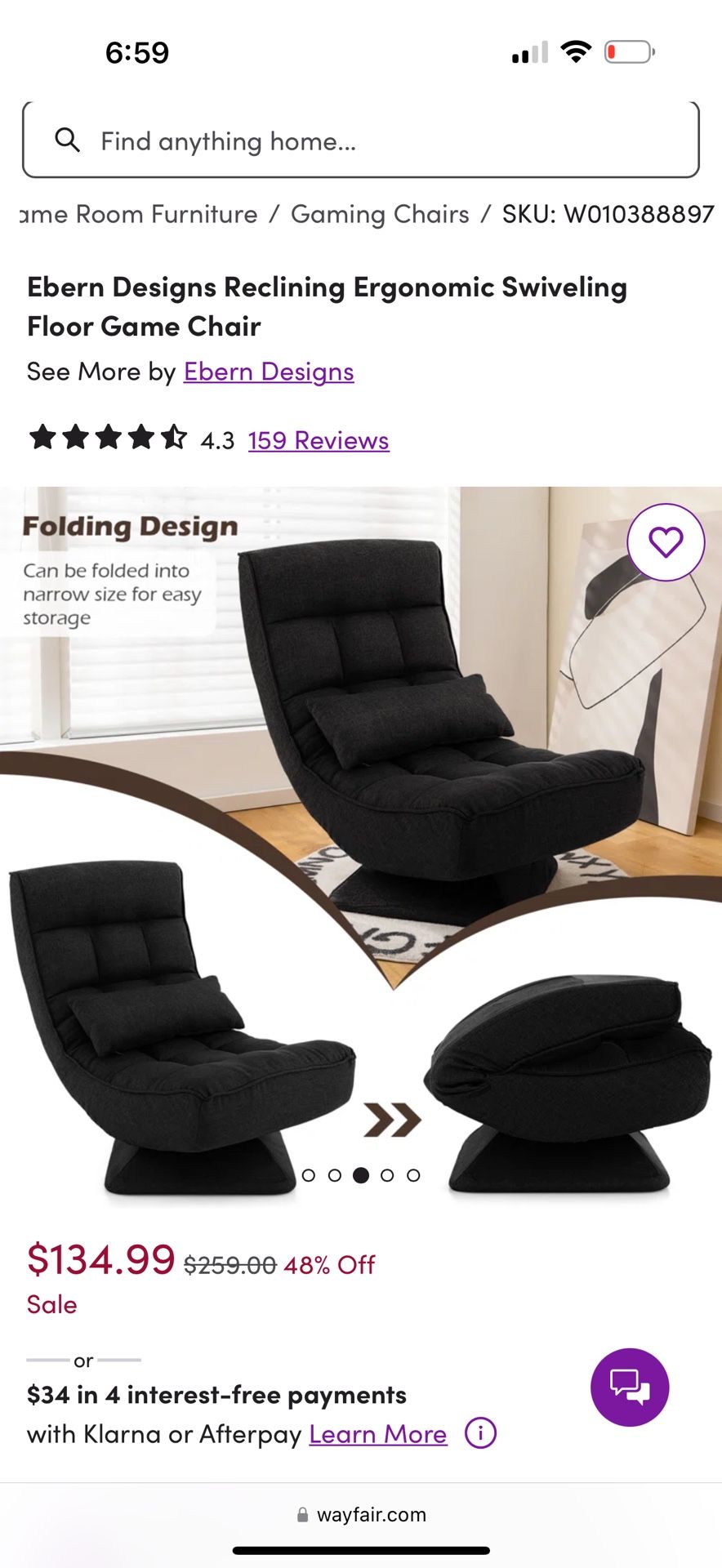 Ergonomic Gaming Chair Klarna Bigzzia Ergonomic Gaming Chair Black