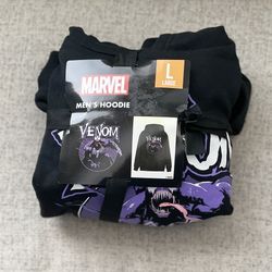 Marvel Venom Hoodie Sweatshirt Men's Pullove Large Black/Purple Kangaroo Pocket