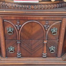 Antique Wood Cabinet Mirror Draw