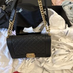 CHANEL Lambskin Quilted Medium Boy Bag