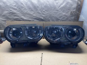 OH164 Fit 08-14 Dodge Challenger Smoke Chrome Headlight Pair