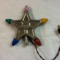 Vintage Christmas Light C7 C-7 Royal Star Metal Tree Topper With Vintage GE Lights Working