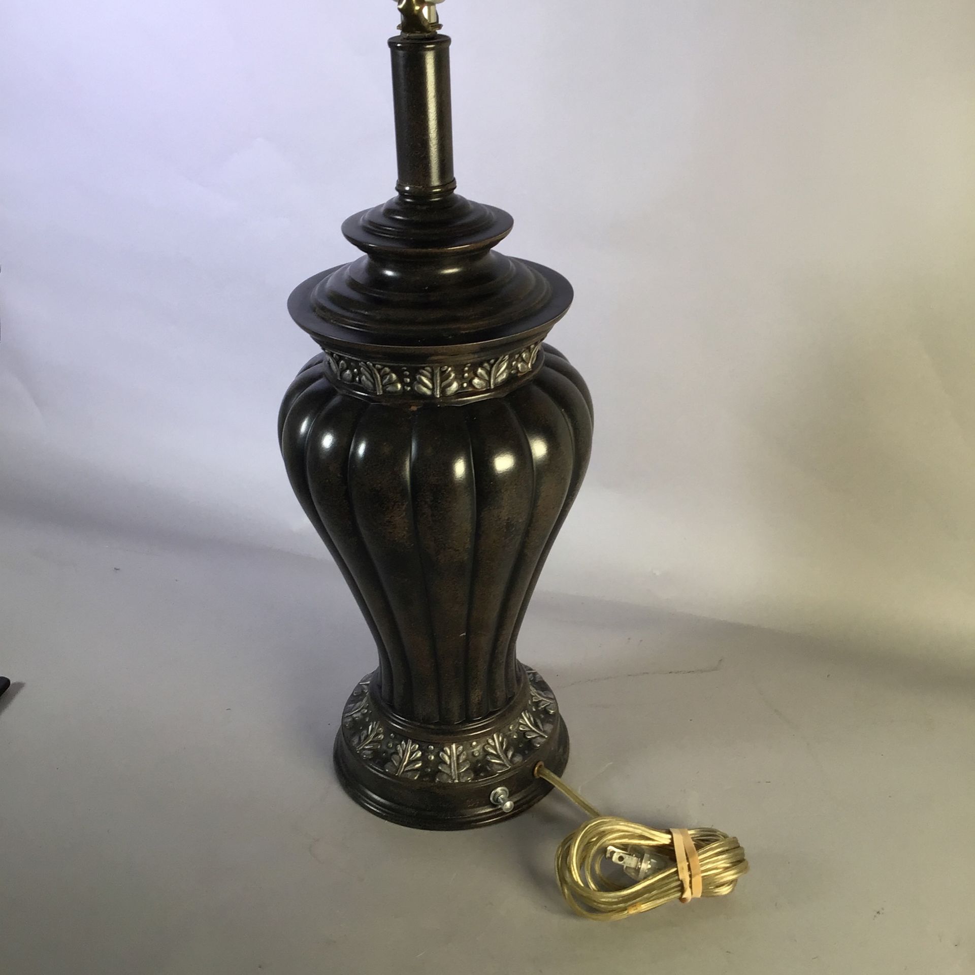 Antique Vintage Leviton  Nickel Or Brass Very Heavy Lamp No Shade 15 Pounds