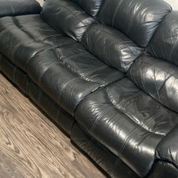 Black Leather Sofa Couch Recliner 
