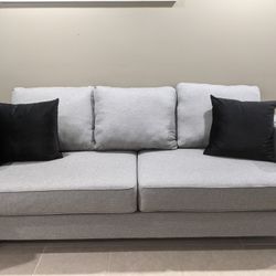 85" Like New Grey Weave Sofa 