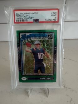 2024 Donruss Optic Drake Maye Green Velocity Rookie PSA 9