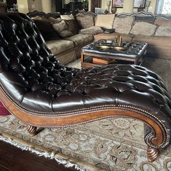 Haverty’s Hayworth Chaise lounge chair & Bernhardt Normandie Manor Cocktail Ottoman