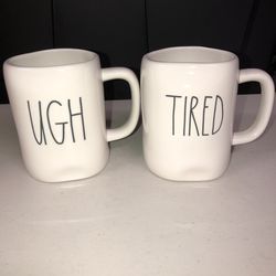 Rae Dunn Mug Set ,LL, Ceramic, Mother's Day, Farmhouse, -- UGH & TIRED