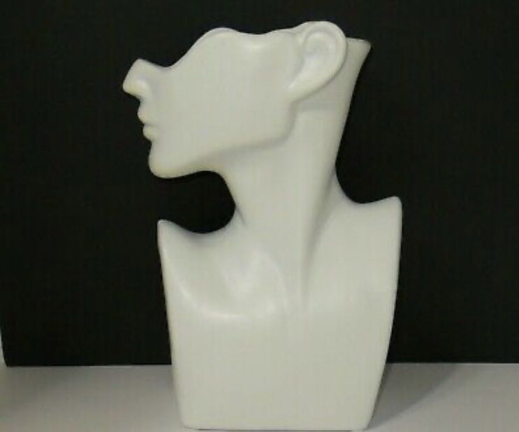 Large Ceramic Half Round Face Flower Pot White Figure Sculpture vase 12 in tall